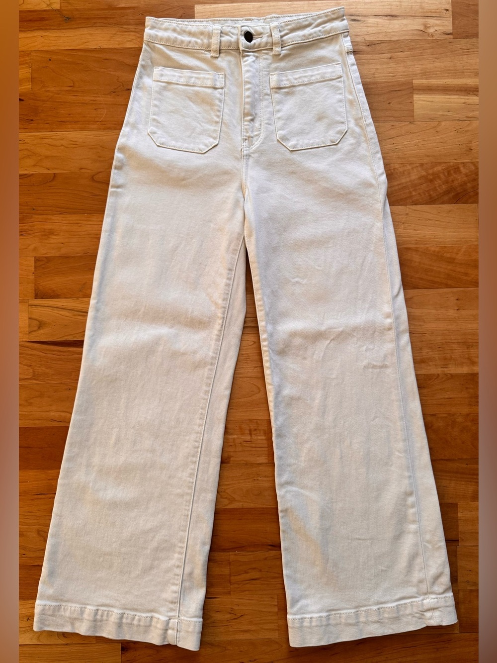 Rolla’s High-Rise Wide Leg Sailor Jeans Womens Size 26x28 Off White Cotton Denim